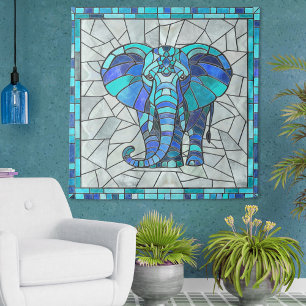 Blue Elephant mosaic art Tapestry