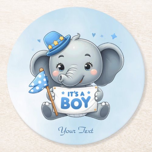 Blue Elephant Paper Coaster
