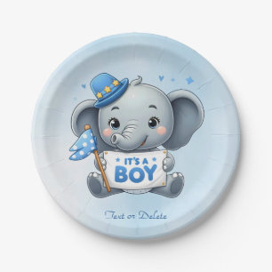 Blue Elephant Paper Plate