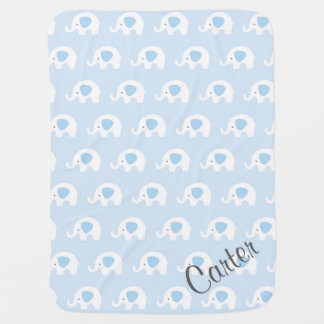 Blue Elephant Pattern Boy Baby Blanket