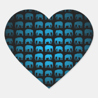 Blue Elephant Pattern Heart Sticker