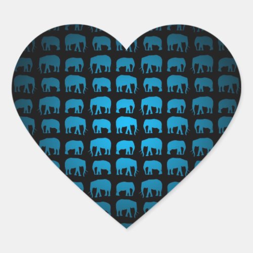 Blue Elephant Pattern Heart Sticker
