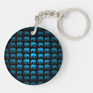 Blue Elephant Pattern Keychain