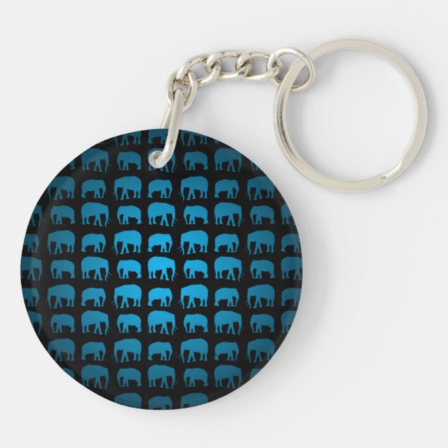Blue Elephant Pattern Keychain (Back)