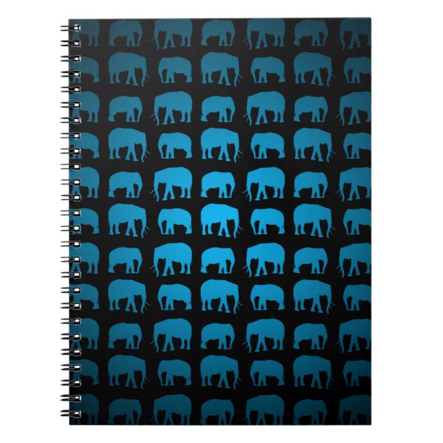 Blue Elephant Pattern Notebook (Front)