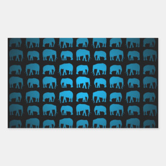 Blue Elephant Pattern Rectangular Sticker