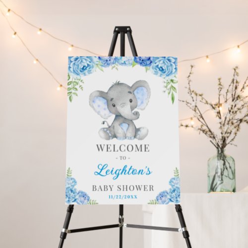Blue Elephant Peanut Boy Baby Shower Party Welcome Foam Board