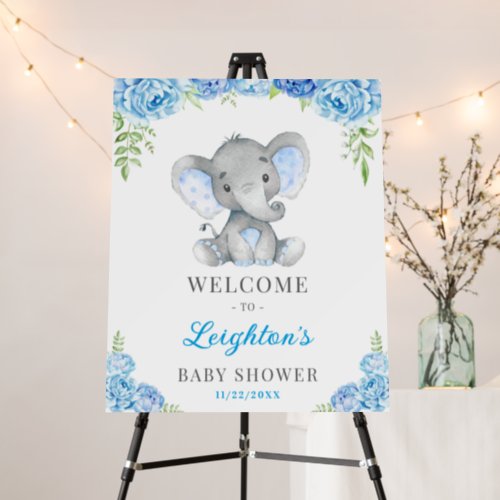Blue Elephant Peanut Boy Baby Shower Party Welcome Foam Board