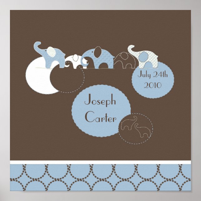 Blue Elephant Personalized Room Poster (Front)