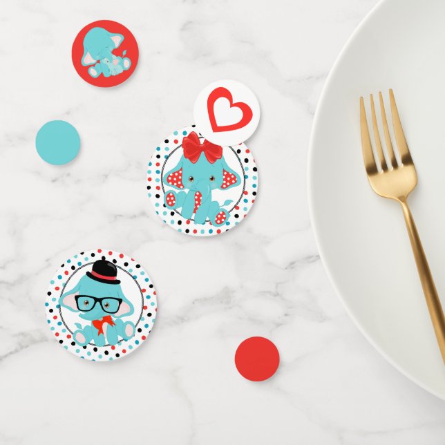 Blue Elephant Polkadot Baby Shower Confetti (Group)
