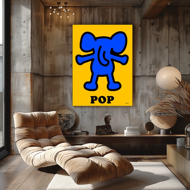 Blue Elephant Pop Art – Bold Animal Silhouette Poster (Creator Uploaded)