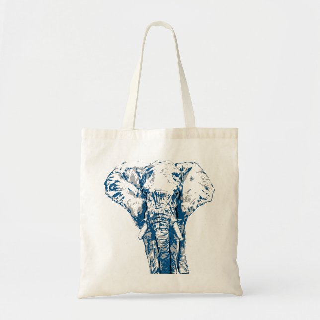 Blue Elephant - Pop Art Style & Posterized Tote Bag (Front)