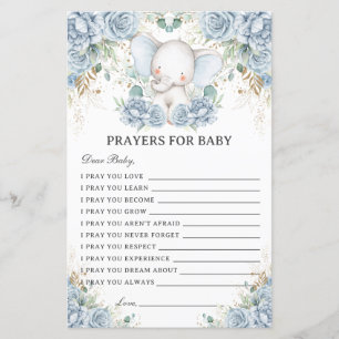 Blue Elephant Prayers for Baby Showers Activity