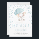 Blue Elephant Rain Sprinkle Boy Baby Shower Invitation<br><div class="desc">Blue Elephant Rain Sprinkle Boy Baby Shower Invitation</div>
