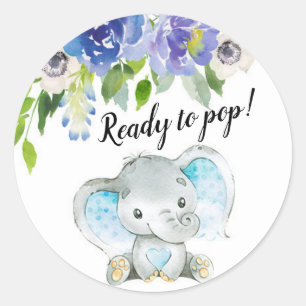 Blue Elephant Ready to Pop Stick Classic Round Sticker