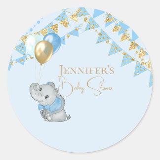 Blue Elephant Sticker Baby shower Favors