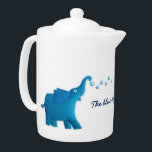 blue elephant teapot<br><div class="desc">Cute blue elephants blowing hearts to each other teapot.</div>