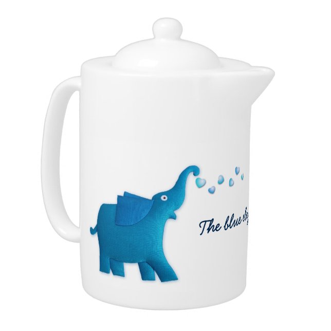 blue elephant teapot (Left)