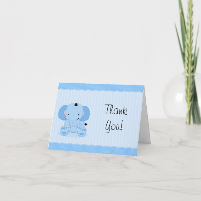 Blue Elephant Thank You Baby Shower (Front)