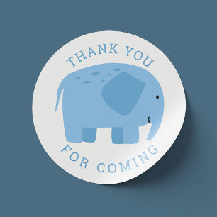 Blue Elephant Thank You Safari Kids Birthday Classic Round Sticker