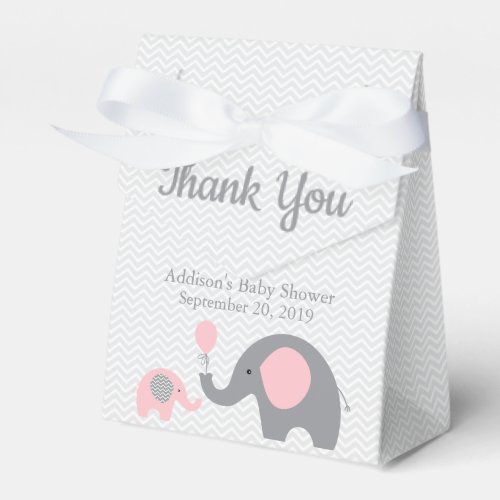 Blue Elephant Themed Baby Shower Favor Box Ribbon