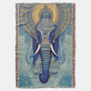 Blue Elephant Throw Blanket