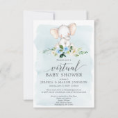 Blue Elephant Virtual Baby Shower Invitation (Front)