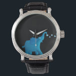 blue elephant watch<br><div class="desc">Cute blue elephant blowing heart for this wristwatch and a customizable background colour.</div>