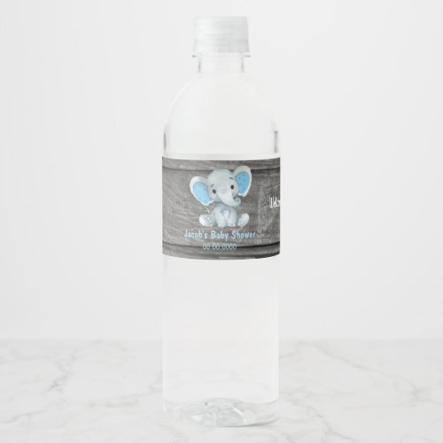 Blue Elephant water bottle label for boy