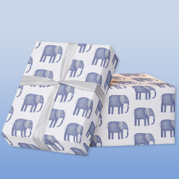 Blue Elephant Watercolor Wrapping Paper