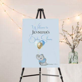 Blue Elephant Welcome Foam board Baby Shower