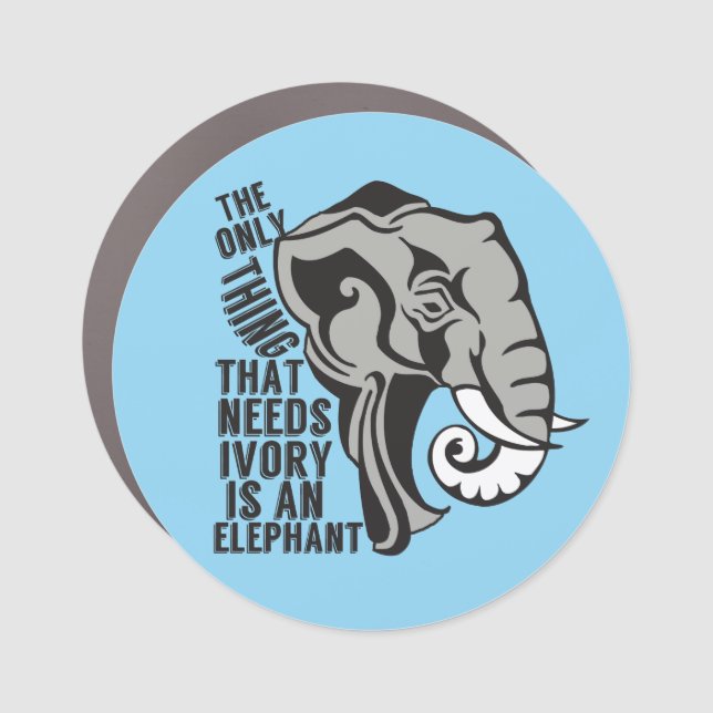 Blue Elephant Wild Animal Activist Car Magnet (Front)