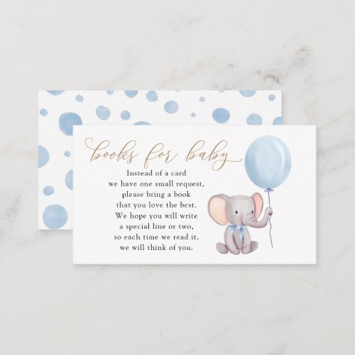 Blue Elephant With Balloon Books for Baby Enclosure Card
