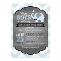 Blue Elephant with Bow-tie Baby Shower Invitation