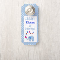 Blue Elephant With Flowers Baby Is Sleeping Door Hanger Blue Elephant With Flowers Baby Is Sleeping Door Hanger