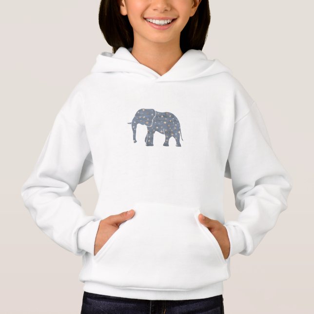 Blue Elephant with Gold Stars Hoodie (Front)