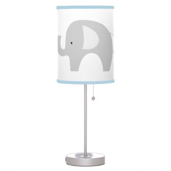 Blue Elephant With Gray Mod Elephant Baby Nursery Table Lamp by allpetscherished at Zazzle