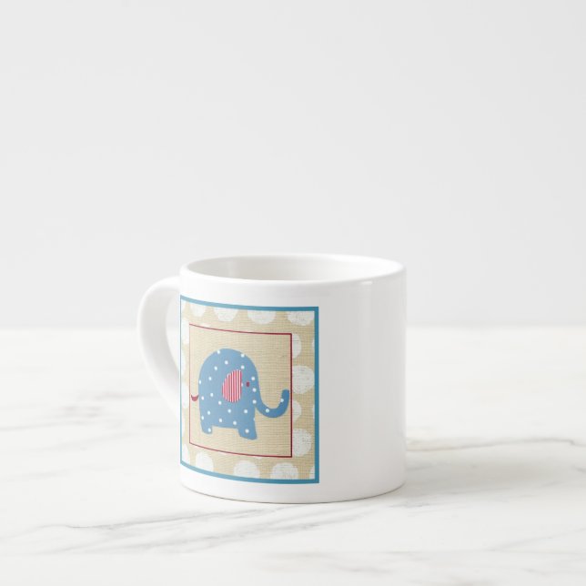 Blue Elephant with White Polka Dots Espresso Cup (Front Left)