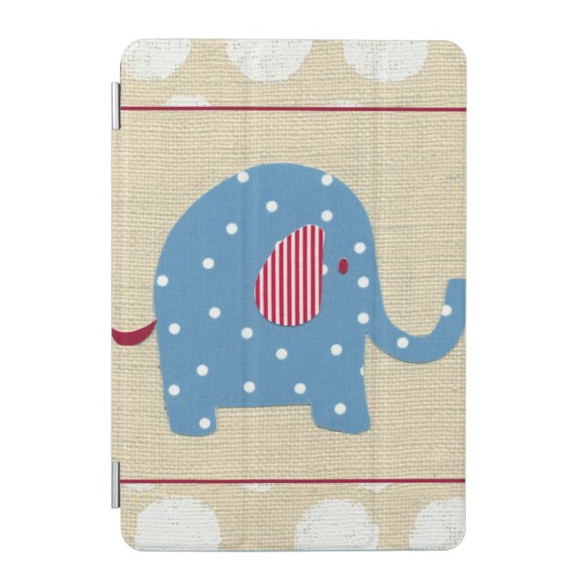 Blue Elephant with White Polka Dots iPad Mini Cover (Front)