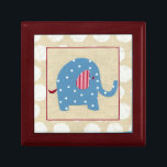 Blue Elephant with White Polka Dots Jewelry Box<br><div class="desc">This blue elephant was created using different pieces of cut out paper. An amazing arts and crafts style work by Chariklia Zarris,  it would make a great gift for a child to put on the wall of their room. Order yours now!</div>
