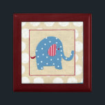 Blue Elephant with White Polka Dots Jewelry Box<br><div class="desc">This blue elephant was created using different pieces of cut out paper. An amazing arts and crafts style work by Chariklia Zarris,  it would make a great gift for a child to put on the wall of their room. Order yours now!</div>