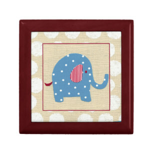 Blue Elephant with White Polka Dots Jewelry Box