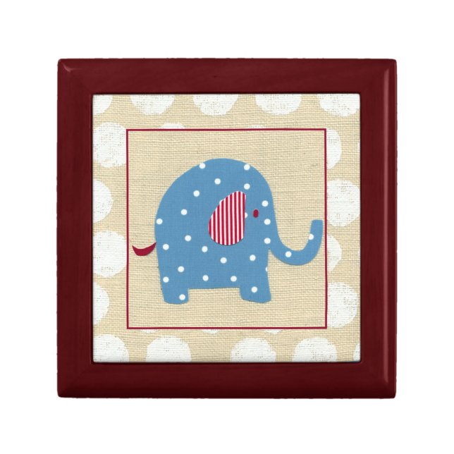 Blue Elephant with White Polka Dots Jewelry Box (Front)