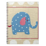 Blue Elephant with White Polka Dots Notebook