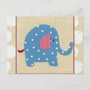 Blue Elephant with White Polka Dots Postcard