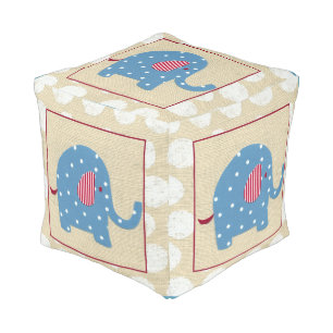 Blue Elephant with White Polka Dots Pouf