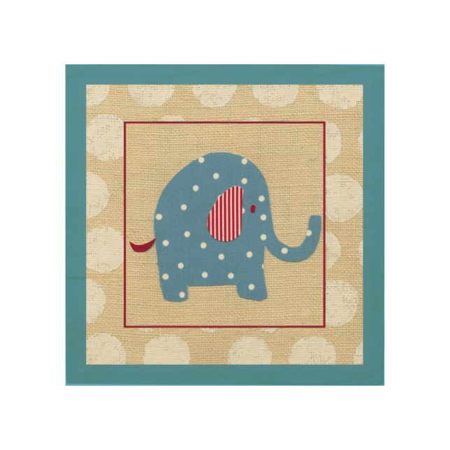 Blue Elephant with White Polka Dots Wood Wall Decor (Front)