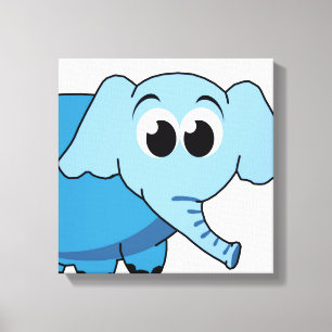 Blue Elephant Wrapped Canvas Print