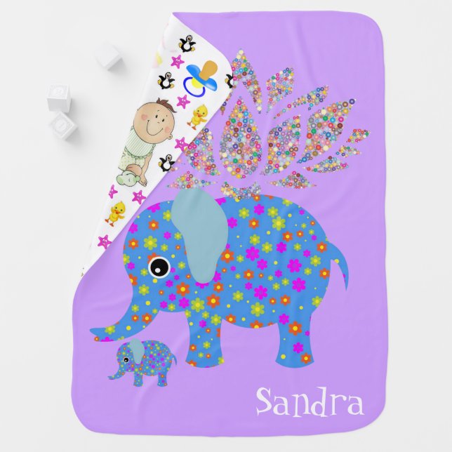 Blue Elephants  Baby Blanket (In Situ)