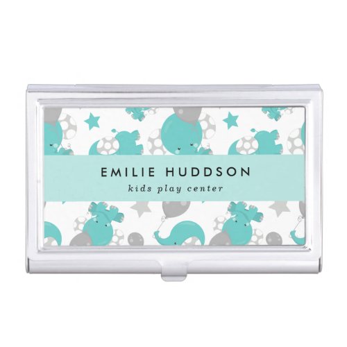 Blue Elephants Kids Play Center Activity Center Business Card Case